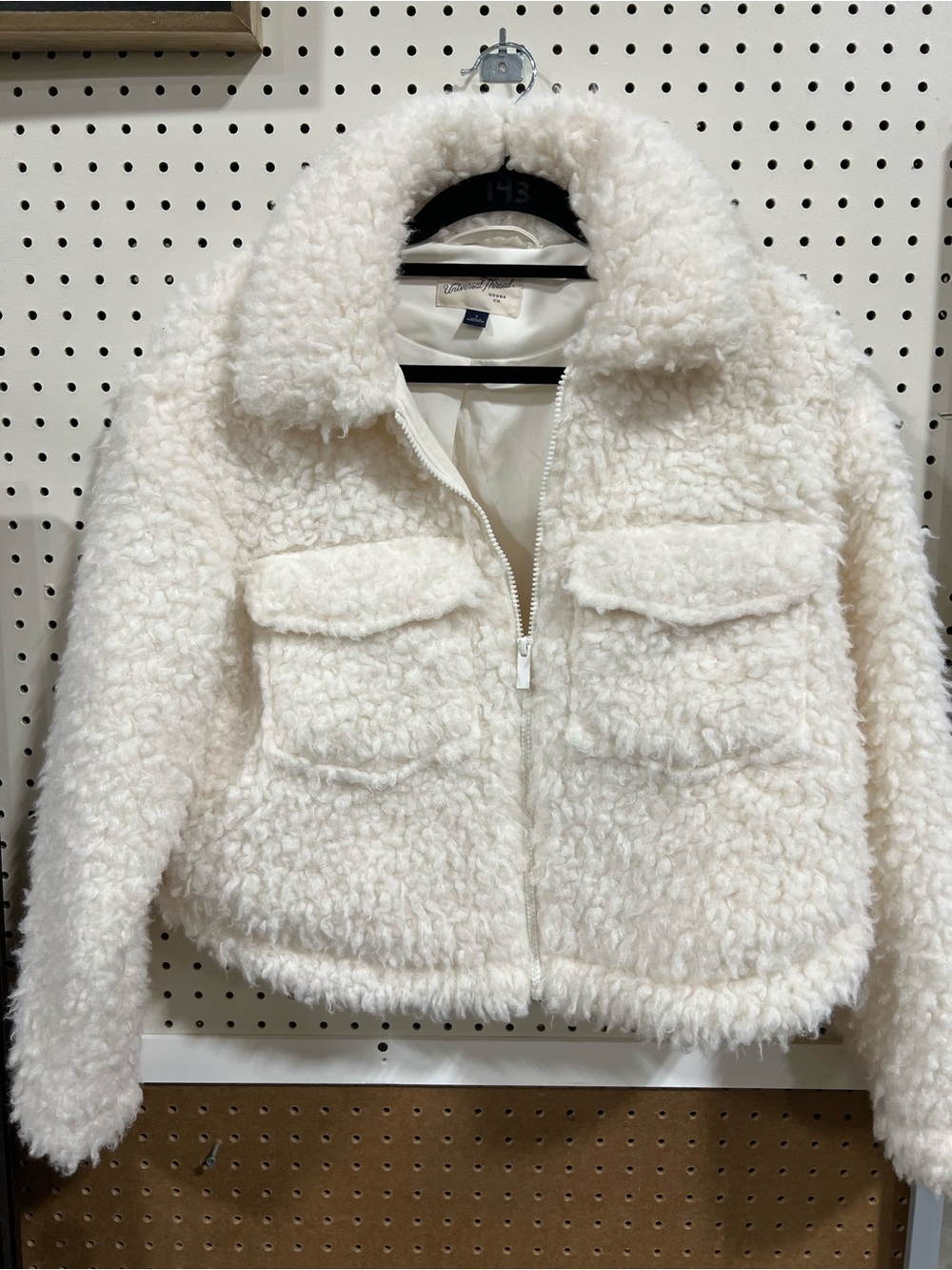 Universal Thread Goods Co. Ivory Teddy Sherpa Cropped Jacket – Size Small